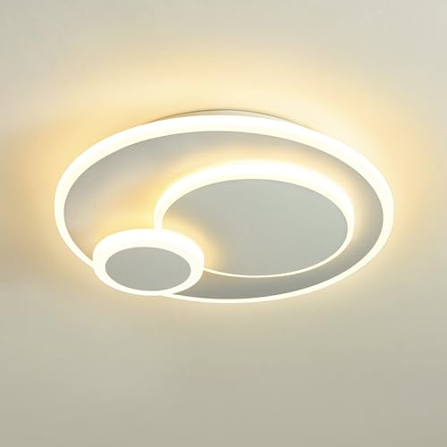MELAYR 4760760 Moderne Deckenleuchte LED 3000K/4500K/6500K Deckenlampe | Rund 30cm Weiß 8-15s Memory CRI≥80 Ceiling Lights für Wohnzimmer Schlafzimmer Büro Küche Esszimmer und Flur