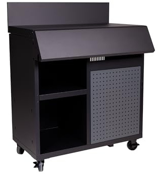 Cook'in Garden - Carro con encimera compatible con barbacoa, postre y fregadero quemado, mueble con ruedas, fácil de mover, gran espacio de almacenamiento, negro