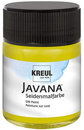Kreul 8140 - Javana Seidenmalfarbe im 50 ml Glas, kiwi, hochpigmentierte und brillante Farbe auf Wasserbasis, mit fließend flüssigem Charakter, dringt tief in die Fasern ein