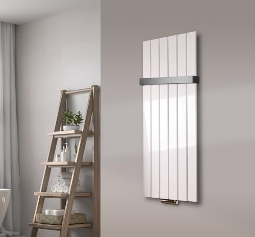 Badheizkörper Peking 120 cm 799 Watt weiß + 1 Halter 50mm SZAGATO | HxB: 120x47cm Paneelheizkörper Handtuchheizkörper mit Mittelanschluss Handtuchwärmer Designheizung Made in Germany