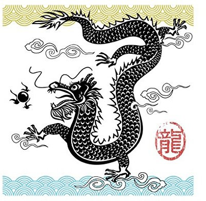 Fensterfolie Sichtschutz Fensterbild Asiatischer Drache Aufkleber 21 x 21cm