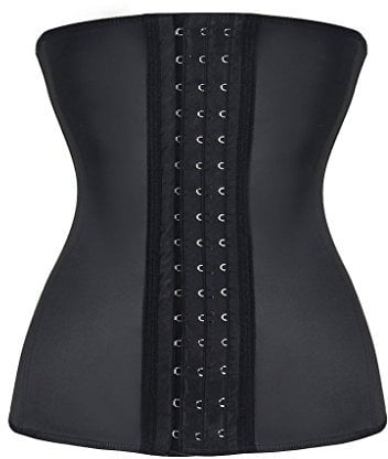 Everbellus Latex Corset Serre Taille Minceur pour Femme Ventre Plat Noir Small