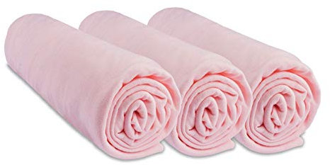 Lot de 3 Draps Housse 40x80 cm Extensible pour 40x90 Couffin Berceau Nacelle 40 x 80 | 100% Coton | Rose | Respirant | Sommeil sain | Marque Easy Dort | Certifié Label Oeko Tex | Fabriqué en Europe