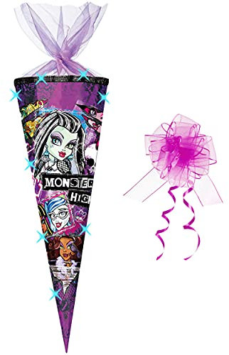 alles-meine.de GmbH 3-D Glitzer Effekt ! - Schultüte - Monster High - 85 cm / 12 eckig - incl. Schleife - Organza Abschluß - Zuckertüte - mit/ohne Kunststoff Spitze - für..