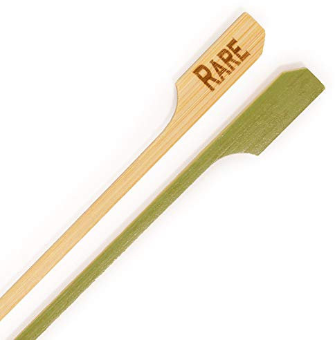 BambooMN 3.5 (9cm) Rare Steak Doneness Marking Natural Bamboo Paddle Skewers Sticks, 300 Pieces
