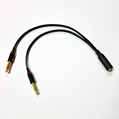 3.5mm Hembra a 2 Male Headset Y Splitter Gold Plated Mic Cable de audio (negro)