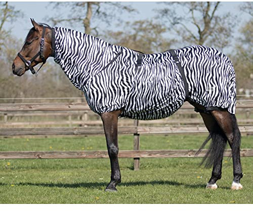 QHP Ekzemdecke mit Hals und abnehmbarem Bauchlatz (110 cm, Zebra)