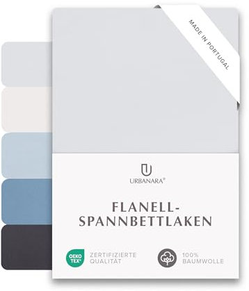 URBANARA Premium Flanell Spann-Bettlaken Montrose 200x200 cm - 100% Baumwolle, Standard 100 by Oeko Tex Zertifiziert, Feinbiber Spannbetttuch, Matratze bis 25 cm Höhe, Weiß