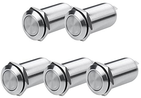 Larcele 12mm Interruttori a Pulsante Impermeabile Metallo Non-Momentaneo Autobloccante Interruttore,5 pezzi JSANKG-01