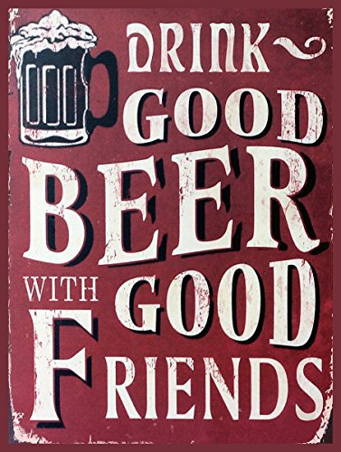 Shawprint Drink Good Beer With Good Friends, Metal Tin Fridge Magnet, 100mm x 75mm, Novelty Gift