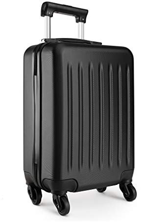 KONO Koffer Reisekoffer Groß Trolley Hartschale ABS Gepäck 4 Rollen Spinner Rollenkoffer (Schwarz, Großer Koffer)