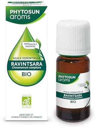 PHYTOSUN AROMS - Huile Essentielle Ravintsara Bio - HEBBD - 100% Pure & Naturelle- Votre alliée pour l'hiver - 100% Bio - Analysée & Conditionnée en France - 5 ml
