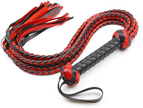 Rapidly Peitsche Leder Reitpeitsche 8 schwarz rot geflochtene Quastenpeitsche Flogger Fetisch BDSM Sex Spielzeug Requisiten für Bühnenauftritte