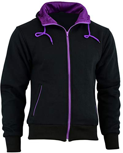 Speed MaxX PURPLE LADIES FLEECE HOODIE WOMENS REMOVABLE CE ARMOUR MOTORBIKE/MOTORCYCLE JACKET (L)