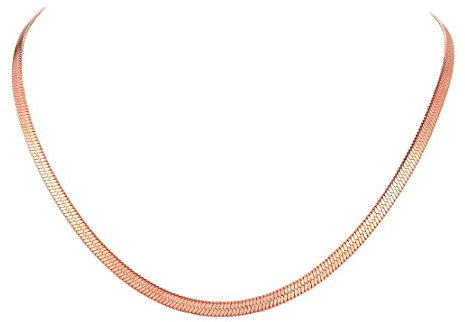 FindChic Kette Rosegold Damen Schlangenkette Edelstahl 3mm Choker Kette 38cm stapelbar Halskette Edelstahl elegant wasserfest Necklace Women Snake Rose Glatter Halsreif