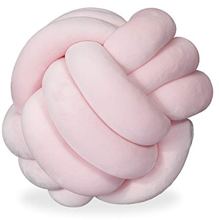 Relaxdays cuscino a gomito Knotenkissen, geknotetes Kissen für Sofa, Bett, dekorativ, skandinavisch, Zierkissen Knoten, Ø 25 cm, rosa, Polyester, Schaumstoff, 1 Stück (1er Pack)