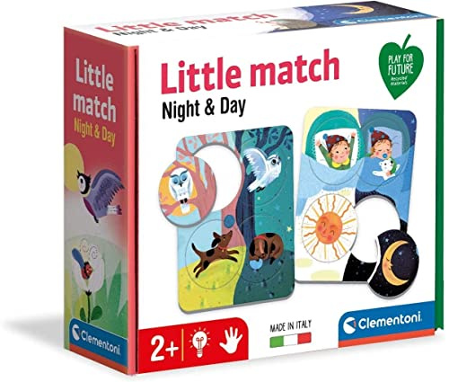 Clementoni - Little Match-Tag und Nacht-6 Mini, Fliese Puzzle, Lernspiel für Kinder 2 Jahre, Made in Italy, Mehrfarbig, 16327
