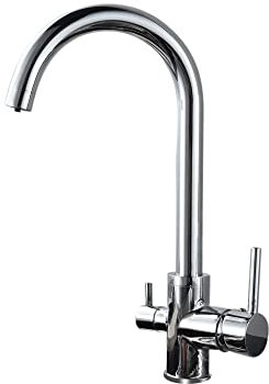 Grifo de cocina de acero inoxidable, grifo de cocina de 3 vías con ósmosis, giratorio 360°, grifo de cocina, grifo para filtro de agua, adecuado para cualquier cocina y fregadero