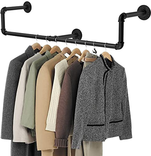 Tanice Kleiderständer Wand, 100cm Wandmontage Kleiderständer wandkleiderstangen kleiderstange hängend Decke Industrierohr für Schlafzimmer Wohnzimmer Küche