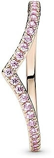 PANDORA Timeless Wishbone Funkelnder Rosafarbener Ring aus 14 Karat Rosévergoldeter Metalllegierung mit Cubic Zirkonia, Größe: 54, 186316C02-54