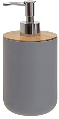 Premier Housewares Grey Lotion Dispenser/Made From Durable Eco Friendly Bamboo Fibre/Suitable For Everyday Use/Manual Soap Dispenser/Cool Grey Hand Soap Dispenser/Dimensions are W9 x D9 x H18cm