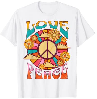 Friedenszeichen-Liebe 60er 70er Krawatten-Hippie T-Shirt