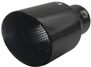 Simoni Racing Cola de Tubo de Escape Deportiva Redonda/Inclinada Acero Inoxidable Negro - Ø102xL210mm - Montaje 38->63mm