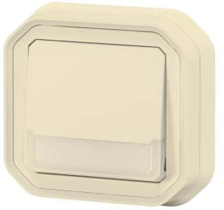 Pulsador NO-NF luminoso con puerta etiqueta Plexo Legrand – 10A – IP55 – Completo – Beige