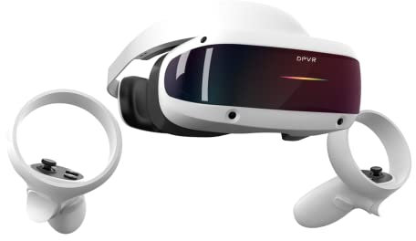 DPVR E4 VR Headsets, Virtual Reality Game System 3664x1920 Resolution, Virtual Reality Headset Plug and Play no Base Station Required with 2 Controller, PC Virtual Reality Headsets for SteamVR Game