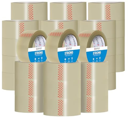 UK SUPPLIES LIMITED 36 Rolls LOW NOISE Premium Clear Packaging Tape (All Pack Sizes) 48MM X 66M Extra Strong Secure Sticky Adhesive Durable Parcel Sealing Tape for Packing Boxes & Moving Houses