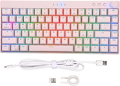 VARAKA Clavier mécanique à 82 Touches avec rétroéclairage, Clavier de Jeu ABS à Trois Modes avec Bouton pour Win pour iOS pour et, Bleu/Noir/Rouge/Marron