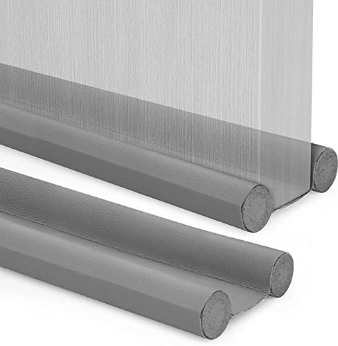 FENGCHUANG Premium Zugluftstopper für Türen Lederoptik, Türbodendichtung, Unter Tür Draft Blocker, Schutz vor Luftzug und Lärm Windisolierung, Wasserdicht Mit, Insekten (96cm, Grau)