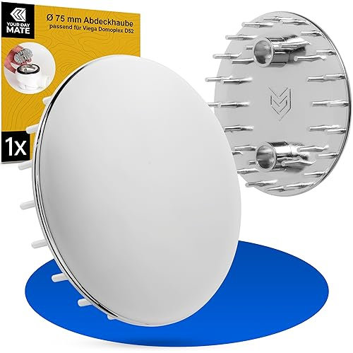 Tapa para desagüe de Ducha, Ø 75 mm, Compatible con el Juego de desagüe Viega Domoplex, Adecuado para el Modelo 6930.0, ABS ASA Cromado, para Orificio de desagüe de Plato de Ducha Ø 52 mm