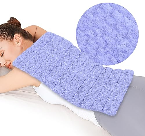 REVIX Extra Large Microwavable Heating Pad for Back, Heating Wrap, Purple | Soft Rose Velvet Cover, Moist Heat Wrap Design, Reusable Warm Comfort for Back, Neck, Shoulder & Muscle Relaxation