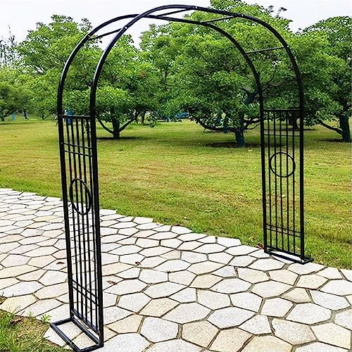ARtsim 140cm 180cm Garten Rosenbogen Metall Rankhilfe Torbogen Verzinkt Eisen Rankgitter Rankbogen alle Rankpflanzen Rosen Bogen Pergola (Color : Schwarz, Size : 220cm x 230cm)