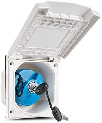 Wamovo Bec de remplissage d'eau avec couvercle pour caravane, camping-car, couvercle de réservoir d'eau verrouillable, boîte de raccordement d'eau blanche