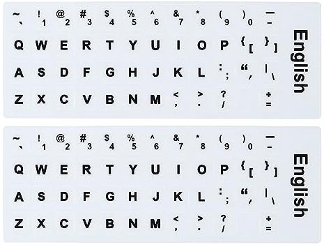 PATIKIL English Keyboard Stickers 2 Pack Universal Keyboard Replacement Cover for Notebook Desktop Computer Style 1, White Background Black Lettering