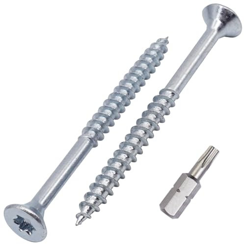 SKIR'CO (500 uds) Tornillos para madera de acero galvanizado 4,0 x 45 mm, Torx de cabeza avellanada, tornillos para aglomerado, parcialmente roscados