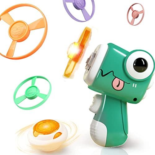 Vilbocr Outdoor Flying Toys Fruit Dinosaur Theme 3IN1Flying Disc Launcher Kids Toy Launcher with Outdoor Indoor Games Activities (Watermelon Green)