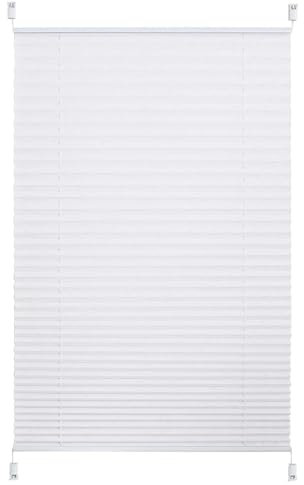 Plissee nach maß 35x90cm(BreitexHoch) Sichtschutz und Sonnenschutz Jalousie Plisseerollo Anpassbar für Fenster&Tür, Weiß