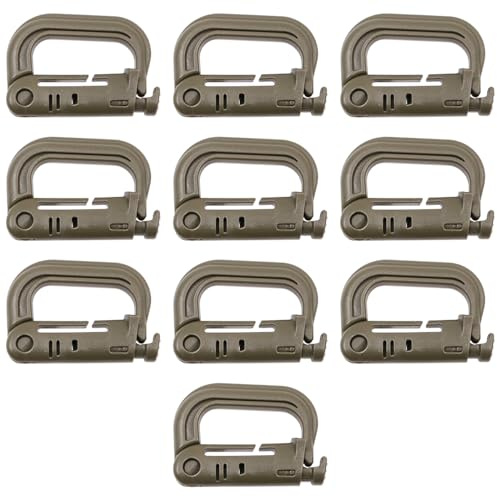 Tiardey 10 PCS Taktischer Karabiner D-Ring Molle Zubehör Kunststoff Karabiner Clip zum Klettern Wandern Outdoor