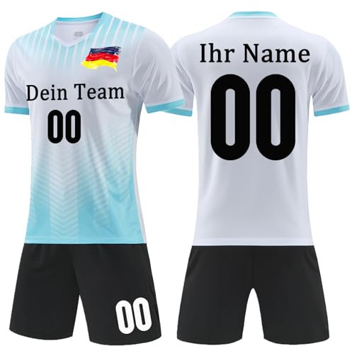 OPUTWDF Trikot Personalisiert Fussball Trikot Jungen Kinder - Fußball Shorts&Trikots mit GRATIS Name Nummer Team Logo Football Trikot