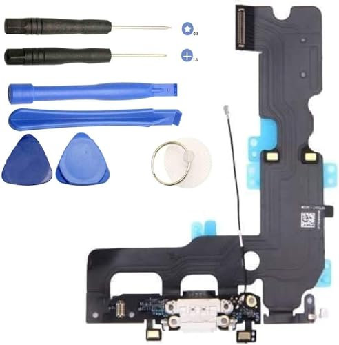 ZAMAN Charging Port For Apple iPhone 7 Plus (5.5) White Dock Connector Microphone Antenna Replacement With Tools 821-00276-A
