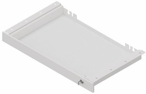 bümö Schreibtisch Schublade für Laptop & Notebooks abschließbar aus Metall in weiß mit Schloss und Antirutschmatte - Unterbauschublade für Bürortische