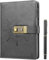 Kesote Lockable Notebook A5 Diary with Lock Leather Cover Lined Notebook for Personal Daily Arrangement Journaling Work Record 212 Pages (Grey)