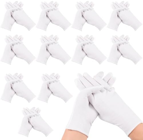 48 Pcs White Cotton Gloves for Overnight Moisturising, Dry Hand Eczema, Soft Coin Jewelry Inspection & Serving Gloves