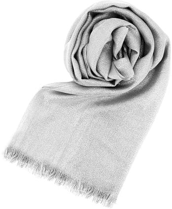 Stellazeta Elegante Stola für Damen, Zeremonie mit Lurex, eleganter Damen-Schulterschutz für Kleid, Schal für elegante Kleidung, leichter Damenschal für den Sommer, Silber-Silber, 200 cm x 80 cm