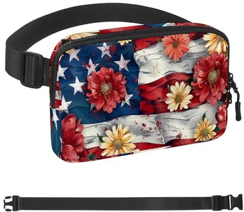 Marsupio con crisantemo americano, unisex, borsa a tracolla con tasche con cerniera, marsupio impermeabile con cinturino regolabile per allenamento, corsa, viaggi, escursionismo, multicolore, taglia