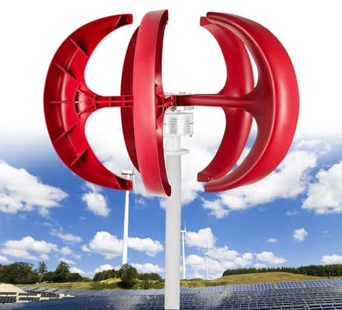 Turbina Eólica de 10000W 12V/24V/48V/110V/220V - Generador Vertical de Viento de 5 Aspas con Imán Permanente de Ca Trifásico y Controlador para Hogar/Barco,Red12V