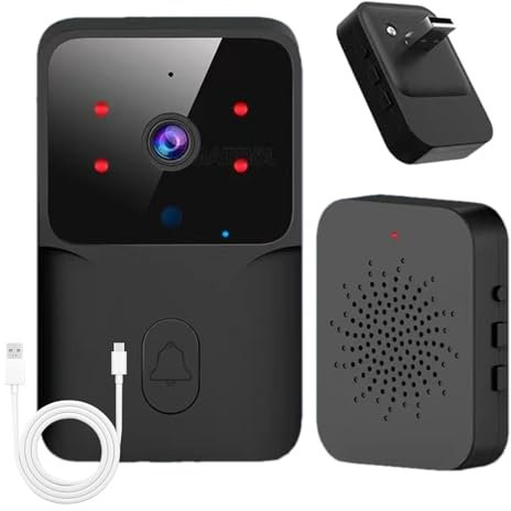WIFI Wireless Doorbell - Wireless Video Doorbell, Ring Video Doorbell Camera | Long Lasting Video Doorbell with Charging Cable and Screws for Home, Apartment (3.3x2.0x0.9in